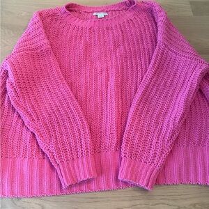 American Eagle Outfitters Chunky Crewneck Sweater in Bright Pink